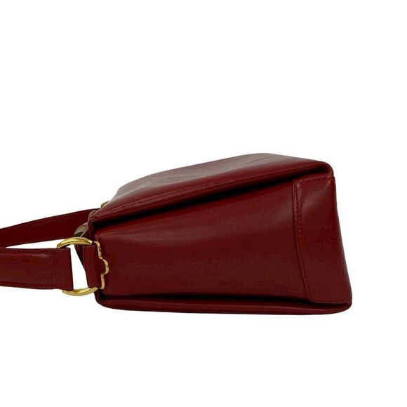 GUCCI Red Leather Bamboo Shoulder Bag - Picture 5 of 9